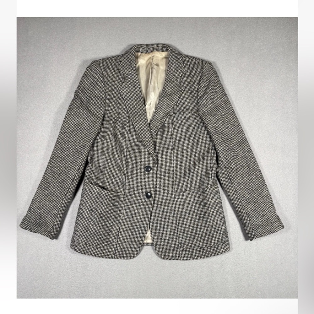 Harris Tweed Women's Plaid Houndstooth Jacket Blazer 7/8 Limited Edition Paris
